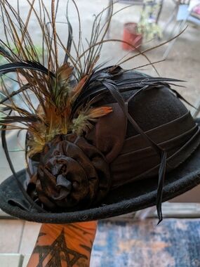 Sakkas Black Wool Bowler With Feather Accent